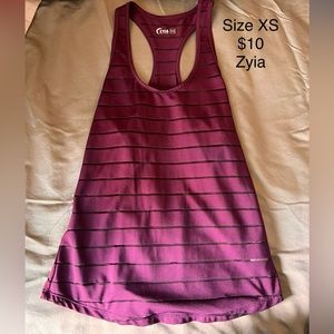Purple zyia tank with see through lines